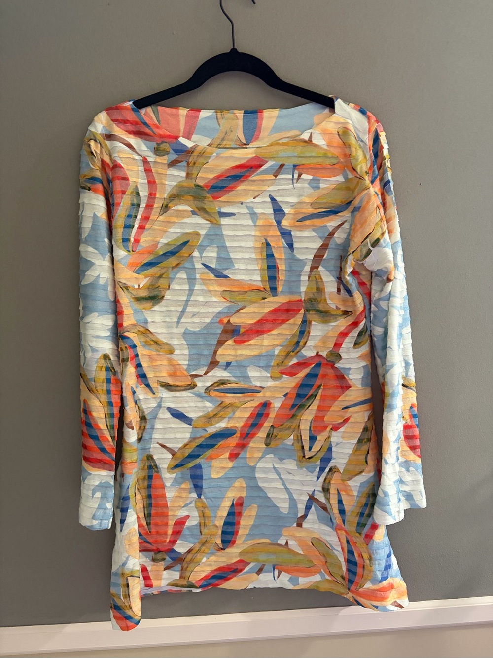 Whimsy Rose Colorful Palm Slouchy Butterknit Top Abstract Floral Tunic Large